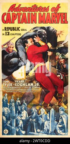 Affiche de film vintage - aventures du capitaine Marvel (République, 1941) série en 12 chapitres - Tom Tyler, Frank Coghlan Jr Banque D'Images