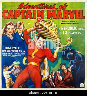 Affiche de film vintage - aventures du capitaine Marvel (République, 1941) Tom Tyler & Frank Coghlan Banque D'Images