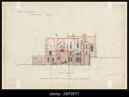 Prog Maison de Michael, Cheddar Axbridge, Somerset, 1878-1882, divers plans, élévations, et sections . Butterfield, William 1878-1882 Une sélection largement représentative de dessins pour la construction et la fabrication de dessins, représentant les différents types de commissions reçues par Butterfield et illustrant son travail dans la promotion du renouveau gothique. Sont également inclus des estimations ainsi que des dessins de référence (dessins mesurés) de bâtiments non conçus par Butterfield. William Butterfield (1814-1900) était un architecte britannique connu pour le style gothique renaissance qu'il défend. Il a étudié avec E. L. Blackburne an Banque D'Images