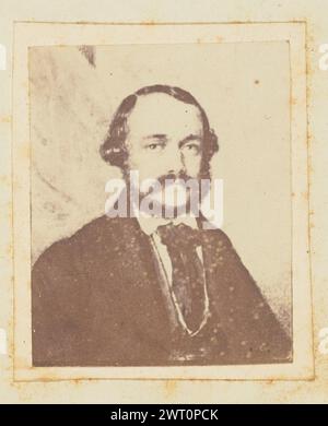 Portrait d'un homme. Jakob Höflinger, photographe (Suisse, 1819 - 1898) vers 1853–1860 photographie d'un portrait dessiné d'un homme avec une moustache et une barbe courte. Il porte un manteau foncé et une cravate. Banque D'Images