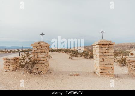 Entrée pour le cimetière de Terlingua Texas Banque D'Images