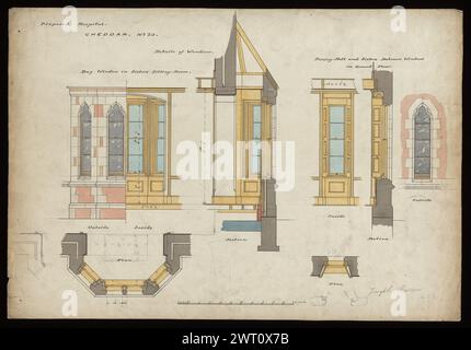 Prog Maison de Michael, Cheddar Axbridge, Somerset, 1878-1882, divers plans, élévations, et sections . Butterfield, William 1878-1882 Une sélection largement représentative de dessins pour la construction et la fabrication de dessins, représentant les différents types de commissions reçues par Butterfield et illustrant son travail dans la promotion du renouveau gothique. Sont également inclus des estimations ainsi que des dessins de référence (dessins mesurés) de bâtiments non conçus par Butterfield. William Butterfield (1814-1900) était un architecte britannique connu pour le style gothique renaissance qu'il défend. Il a étudié avec E. L. Blackburne an Banque D'Images