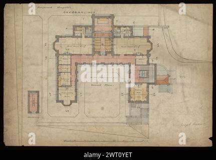 Prog Maison de Michael, Cheddar Axbridge, Somerset, 1878-1882, divers plans, élévations, et sections . Butterfield, William 1878-1882 Une sélection largement représentative de dessins pour la construction et la fabrication de dessins, représentant les différents types de commissions reçues par Butterfield et illustrant son travail dans la promotion du renouveau gothique. Sont également inclus des estimations ainsi que des dessins de référence (dessins mesurés) de bâtiments non conçus par Butterfield. William Butterfield (1814-1900) était un architecte britannique connu pour le style gothique renaissance qu'il défend. Il a étudié avec E. L. Blackburne an Banque D'Images