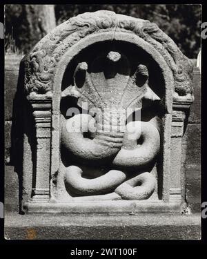 Sri Lanka (Ceylan) Anuradhapura nāgas planche 2. Swaan, Wim. 1966 ou plus tôt matériaux de production photographique pour les villes perdues d'Asie : Ceylan, Pagan, Angkor des photographies d'architecture ont été sélectionnées et numérisées à partir de ces matériaux. Les portraits, les images ethnographiques et les images d'objets de musée ont été exclus. Les images numériques sont classées géographiquement, d'abord par pays, puis par ville, puis par site complexe ou monument, avec tous les noms dans l'ordre alphabétique. Les noms de lieux sont dérivés du Getty Thesaurus of Geographic Names (TGN)®, des rubriques de la Bibliothèque du Congrès et de la publicité savante Banque D'Images