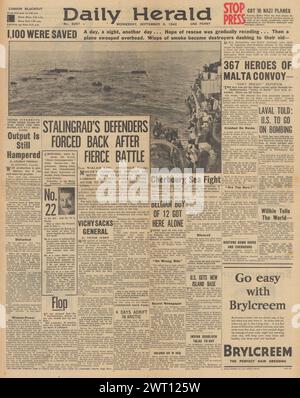 1942 Daily Herald page de couverture de la bataille de Stalingrad Banque D'Images