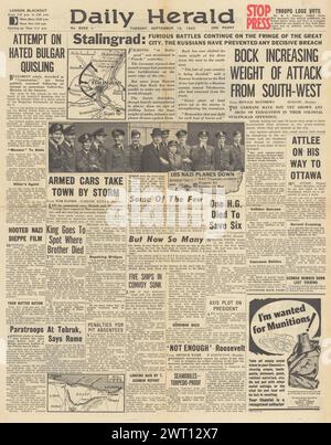 1942 Daily Herald page de couverture de la bataille de Stalingrad Banque D'Images