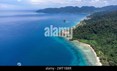 Vue aérienne de l'île Tioman en Malaisie, Asie Banque D'Images