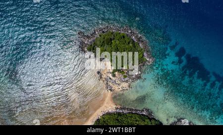 Vue aérienne de l'île près de l'île Tioman en Malaisie, Asie Banque D'Images