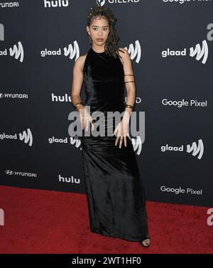 Los Angeles, États-Unis. 14 mars 2024. Jasmin Savoy Brown arrive à la 35e édition annuelle des GLAAD Media Awards qui se tient à l'hôtel Beverly Hilton à Beverly Hills, CA le jeudi 14 mars 2024. (Photo de Sthanlee B. Mirador/Sipa USA) crédit : Sipa USA/Alamy Live News Banque D'Images