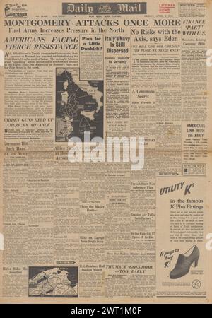 1943 Daily mail page de couverture de combat pour la Tunisie Banque D'Images