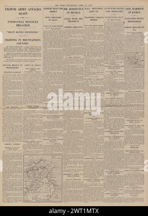 1943 le Times rapporte la bataille pour la Tunisie et la RAF bombardent l'Allemagne Banque D'Images