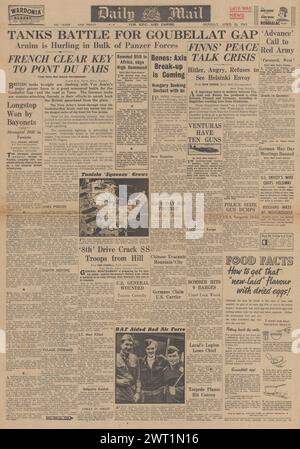 1943 Daily mail page de couverture de combat pour la Tunisie Banque D'Images