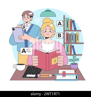 Idée de troisième place. Environnement social, séparé de la maison et du lieu de travail. Construction de la vie communautaire, interaction des personnes et zone de communication. Illustration vectorielle plate Illustration de Vecteur