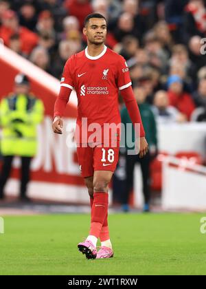 Liverpool, Royaume-Uni. 14 mars 2024. Cody Gakpo de Liverpool lors du Liverpool FC contre AC Sparta Prague dernier match de l'UEFA Europa League à Anfield, Liverpool, Angleterre, Royaume-Uni le 14 mars 2024 Credit : Every second Media/Alamy Live News Banque D'Images