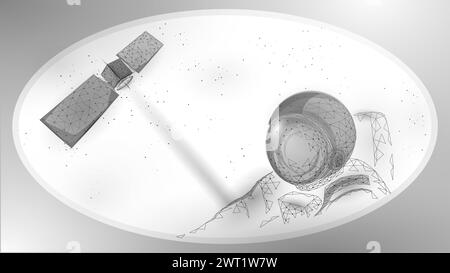 La défense de télécommunication satellite dans l'espace. Sputnik orbitale de la sécurité militaire du récepteur de l'émetteur des données de connexion internet. Protection dans le monde tr Illustration de Vecteur