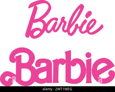 Illustration vectorielle de logo vintage rose Barbie sur fond blanc Illustration de Vecteur