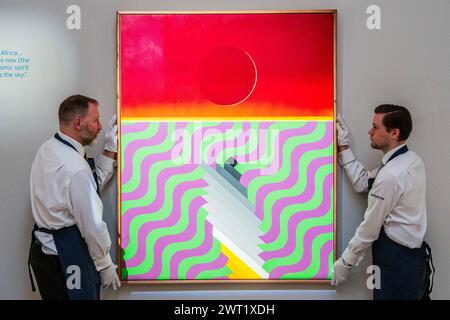 Londres, Royaume-Uni. 15 mars 2024. Mohamed Melehi, Mirage, estimation 70 000 - 100 000 GBP - Une exposition en avant-première de la vente d'art africain moderne et contemporain à Sotheby's Londres. Crédit : Guy Bell/Alamy Live News Banque D'Images