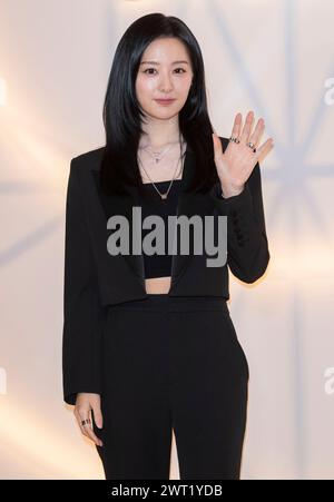 14 mars 2024 – Séoul, Corée du Sud : L'actrice sud-coréenne Kim Ji-won, assiste à une conférence photo pour l'événement Bulgari studio Photocall à l'hôtel Walkerhill à Séoul, Corée du Sud, le 14 mars 2024. (Photo : Lee Young-ho/ Sipa USA) Banque D'Images