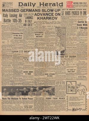 1943 Daily Herald en première page de la bataille de Kharkov Banque D'Images