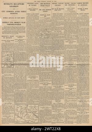 1943 le Times rapporte que l'Armée rouge capture Kharkov Banque D'Images