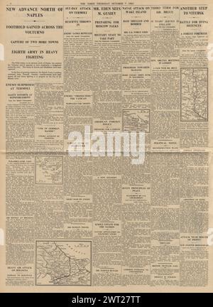 1943 le Times rapporte que les forces allemandes pillent Rome et l'Armée rouge avancent sur le front de l'est Banque D'Images