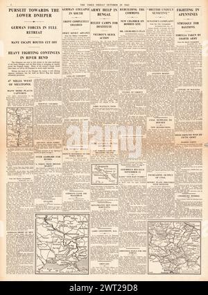 1943 le Times rapporte des avances de l'Armée rouge sur le front de l'est et la bataille pour l'Italie Banque D'Images