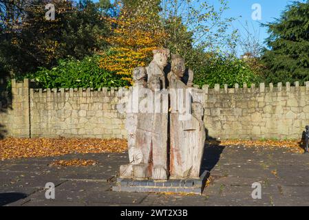 Sculptures en bois à Priory Park, Dudley, West Midlands Banque D'Images