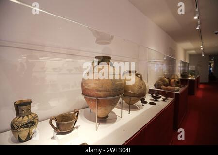 Objets et vases étrusques exposés à Pompéi lors de l'exposition 'Pompéi et les Etrusques' Banque D'Images