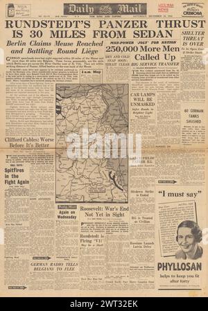 1944 Daily Mail/la page déclaration Bataille des Ardennes Banque D'Images