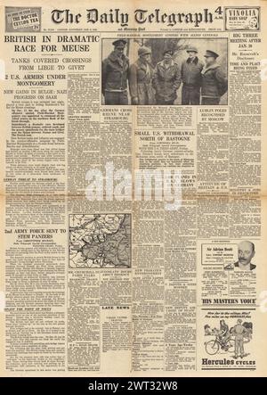 1945 la page d'accueil du Daily Telegraph rapporte la bataille des Ardennes Banque D'Images