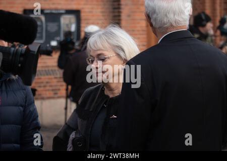 Pia Kjaersgaard, membre du Folketing du Parti populaire danois, arrive pour les funérailles de Lise Noergaard de l église Saint Paul de Copenhague, samedi 14 janvier 2023 Copenhague Sankt Pauls Kirke Denmark Copyright : xKristianxTuxenxLadegaardxBergx IMG 2877 Banque D'Images