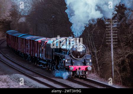 Trains à vapeur en mouvement et avec de la vapeur circulant sur le chemin de fer Great Central Banque D'Images