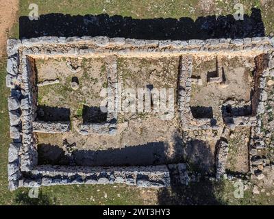 Site archéologique Hospitalet Vell, chambres dans l'enceinte murée, Majorque, Îles Baléares, Espagne Banque D'Images