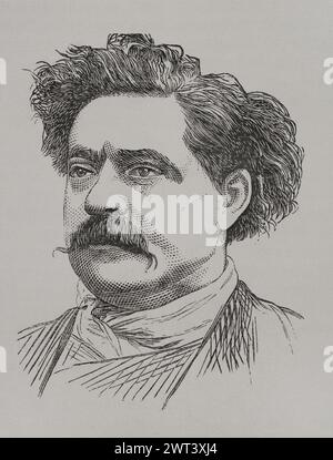 Frédéric Cournet (Frédéric Etienne Cournet) (1837-1885). Journaliste français qui travaillait pour le journal 'le réveil'. Il participe à la défense de Paris pendant la guerre franco-prussienne (1870-1871) commandant un bataillon de la Garde nationale. Membre de la commune de Paris en mars 1871. Après la fin de la commune, il s'enfuit en Grande-Bretagne et fut condamné à mort. En novembre 1871, il est élu membre du Conseil général de la première internationale. Après l'amnistie de 1880 Cournet revient en France, devient l'un des leaders des Blanquistes à Lyon et Paris et prend le journalisme aga Banque D'Images