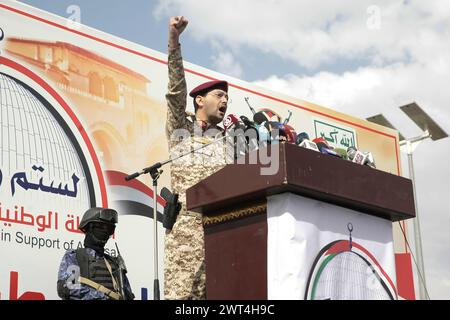 Sanaa, Yémen. 15 mars 2024. YÉMEN HOUTHIS USA ISRAEL CONFLICT Credit : Hamza Ali/Alamy Live News Banque D'Images