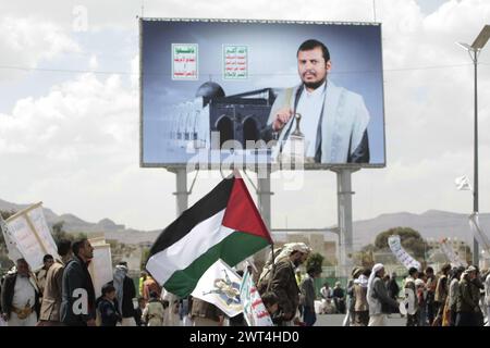 Sanaa, Yémen. 15 mars 2024. YÉMEN HOUTHIS USA ISRAEL CONFLICT Credit : Hamza Ali/Alamy Live News Banque D'Images