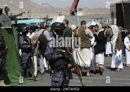 Sanaa, Yémen. 15 mars 2024. YÉMEN HOUTHIS USA ISRAEL CONFLICT Credit : Hamza Ali/Alamy Live News Banque D'Images