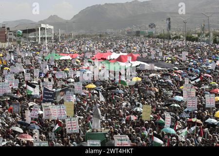 Sanaa, Yémen. 15 mars 2024. YÉMEN HOUTHIS USA ISRAEL CONFLICT Credit : Hamza Ali/Alamy Live News Banque D'Images