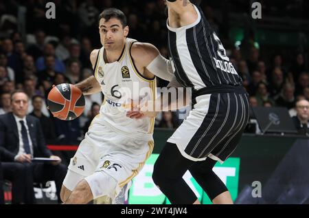 Bologne, Italie. 15 mars 2024. Alberto Abalde (Real Madrid) lors du match du championnat Euroleague de basket Segafredo Virtus Bologna vs Real Madrid. Bologne, le 15 mars 2024 à Segafredo Arena crédit : Agence photo indépendante/Alamy Live News Banque D'Images