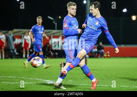 Utrecht, pays-Bas. 15 mars 2024. UTRECHT, 15-03-2024, Zoudenbalch, Keuken Kampioen Divisie, football néerlandais, saison 2023/2024, pendant le match Jong Utrecht - Emmen, joueur de FC Emmen Jeff Hardeveld crédit : Pro Shots/Alamy Live News Banque D'Images