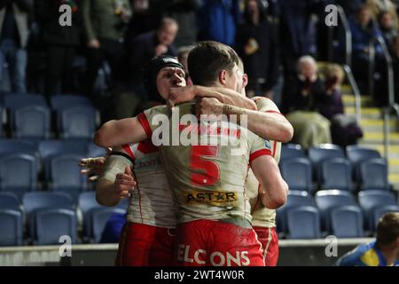 Jon Bennison de composé Helens célèbre son essai lors du match de la Betfred Super League Round 5 Leeds Rhinos vs St Helens au Headingley Stadium, Leeds, Royaume-Uni, le 15 mars 2024 (photo par Alfie Cosgrove/News images) Banque D'Images