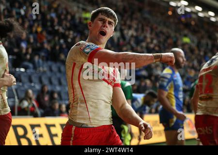 Jon Bennison de composé Helens célèbre son essai lors du match de la Betfred Super League Round 5 Leeds Rhinos vs St Helens au Headingley Stadium, Leeds, Royaume-Uni, le 15 mars 2024 (photo par Alfie Cosgrove/News images) Banque D'Images