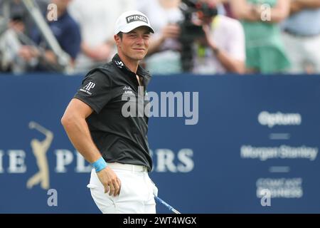 Ponte Vedra, Floride, États-Unis. 15 mars 2024. Viktor Hovland sur le 3e trou lors de la deuxième manche DU Championnat DES JOUEURS au TPC Sawgrass à Ponte Vedra, FL. Gray Siegel/CSM/Alamy Live News Banque D'Images