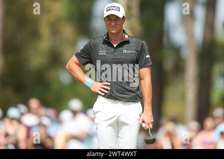 Ponte Vedra, Floride, États-Unis. 15 mars 2024. Viktor Hovland sur le 5ème green lors de la deuxième manche DU Championnat DES JOUEURS à TPC Sawgrass à Ponte Vedra, FL. Gray Siegel/CSM/Alamy Live News Banque D'Images