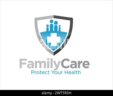 shield family care logo designs pour le logo de protection médicale Illustration de Vecteur