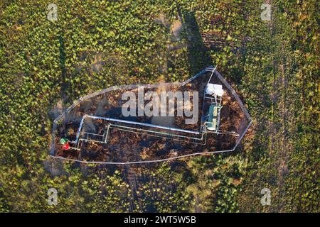 Antenne du puits de gaz de veine de charbon SANTOS CSG près de Wallumbilla sur le Maranoa Queensland Australie Banque D'Images