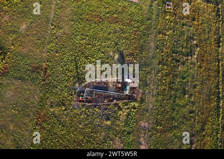 Antenne du puits de gaz de veine de charbon SANTOS CSG près de Wallumbilla sur le Maranoa Queensland Australie Banque D'Images