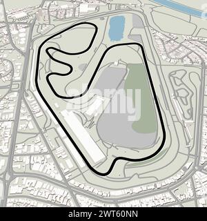 Le Autódromo José Carlos Pace, mieux connu sous le nom d'Interlagos, est un circuit de sport automobile de 4,309 km (2,677 mi) situé dans la ville de São Paulo, au Brésil Illustration de Vecteur