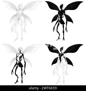 Conception de vecteur d'insecte humanoïde alien mutant Illustration de Vecteur
