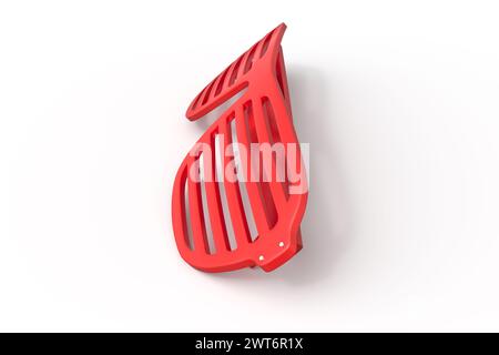 Volets rouges inclinés sur fond blanc Banque D'Images